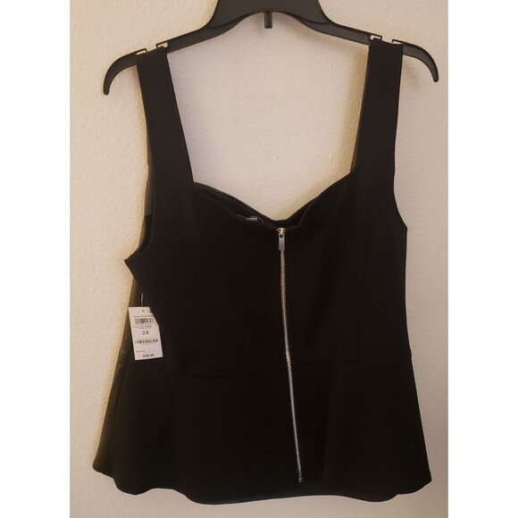 Bar iii Black Faux Leather Peplum Hem Sleeveless CorsetTop Size 2x NWT - Picture 4 of 9
